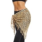 Belly Dance Hip Scarf - Sequin Hip Skirt Belly Dancing Belt Triangle Shawl Tassel Belts Waist Chain for Women/Girls