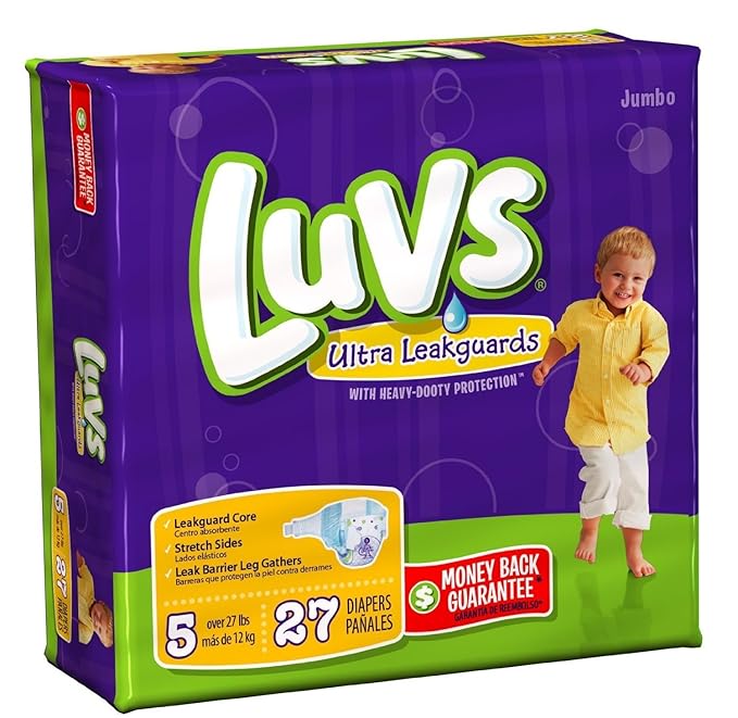 Luvs Ultra Leakguards Diapers, with Barney Size 5, Jumbo Pack 26230