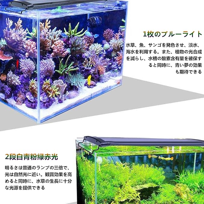 Amazon 水槽ライト アクアリウムライト 5色led 熱帯魚ライト 水槽用 調節可能 昼と夜のインテリジェントシミュレーション タイミング機能付き 水槽照明 観賞魚飼育 水草育成用 長寿命 淡水 海水両用 省エネ 長寿命 30cm 40cm水槽対応 S Chenchen ライト 照明 通販