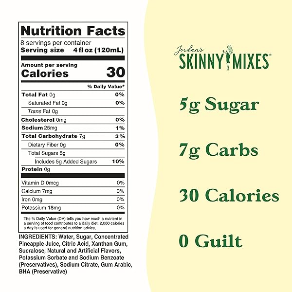 JORDAN’S SKINNY MIXES PINA COLADA MIX, FLAVORED COCKTAIL MIXER FOR DRINKS, TROPICAL DRINK FLAVORING FOR COCKTAILS & MOCKTAILS, LOW CALORIE, GLUTEN FREE, KETO FRIENDLY, 25.4 FL OZ, 1 PACK