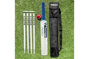 FORZA Wooden Cricket Set | Complete Starter Kit for Beginners - Includes Bat, Ball, Stumps, Bails, and Carry Bag [3 Size Opti