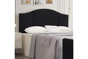 24KF Middle Century Upholstered Foldable Queen/Full Headboard - Modern Boucle Teddy Fabric, Black (6033-Q)