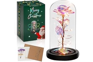 Childom Christmas Rose Gifts for Women,Birthday Gifts for Women Mom Christmas,Flowers for Delivery Prime,Colorful Light Up Rose in A Glass Dome,Anniversary Rose Gift for Her Grandma Valentines Day