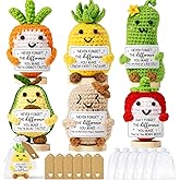 6PCS Positive Crochet Vegetables & Fruits Thank You Gifts for Women, Employee Appreciation Gifts Emotional Support Crochet Buddies w/Card, Valentines Day Birthday Gift for Women Coworker Teacher Nurse
