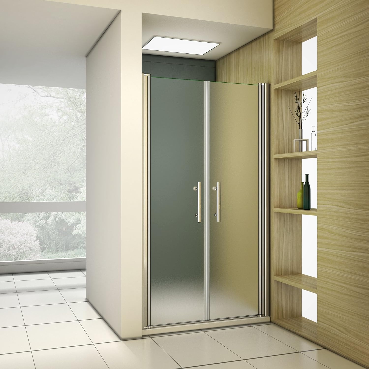 Douches Et Composants De Douche Installations Salles De Bain Kendalfloral Com Porte De Douche Pivotante 90x195cm Verre Anticalcaire Et Verre Depoli Cabine De Douche En Niche