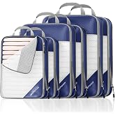 NICOSHOW 6 Set Compression Packing Cubes for Travel - Compressible, Lightweight, and Space-Saving Packing Cubes, Travel Essentials for Women, Navy