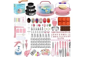 Gawren-H&E 678-Piece Professional Cake Decorating Kit - Ultimate Baking Supplies Set with Turntable,3 Springform Pans,Piping 