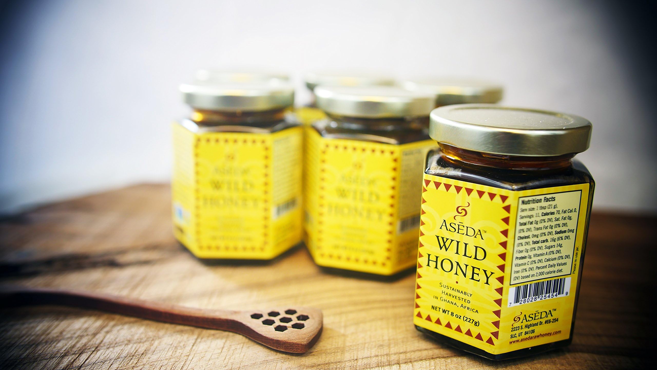 Aseda Save The Bees Gift Box - Six 12 Oz Jars of Organic, Non-GMO, Wild, Raw, African Honey - Unique, Bold Flavor