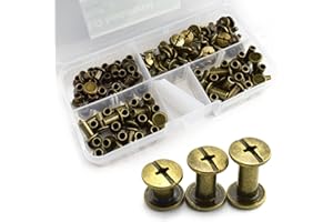 LQ Industrial 75 Sets Bronze M5 Chicago Screw Assorted Kit Slotted Phillip Head Binding Screws Rivet Assembly Bolt Nail Rivet for Book Binding DIY Leather Craft M5x6 M5x10 M5x12