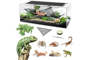 AZV Reptile PC Tank Terrarium Amphibian Turtle Tank Starter Kit Habitat Enclosure Cage 9.4x19.2x7.8inch for breeding Lizards,Turtles,Corn Snakes,Chameleons,Frog,Crested Leopard Geckos,Spider,Hermit Crab