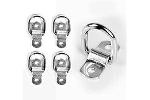 Cavo 5 PCS 1/4" Steel D-Ring Tie Down Anchors, 2400 lbs Heavy Duty Lashing Rings Kit for Trailer Pickup Van ATV SUV RV Boat Motorcycle, Cargo Surface Mount Hooks, Trucks Bed Anchors, Zinc