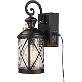 Darkaway Motion Sensor Outdoor Wall Light, Dusk to Dawn Outdoor Porch Light with GFCI Outlet Waterproof Exterior Wall Sconce 