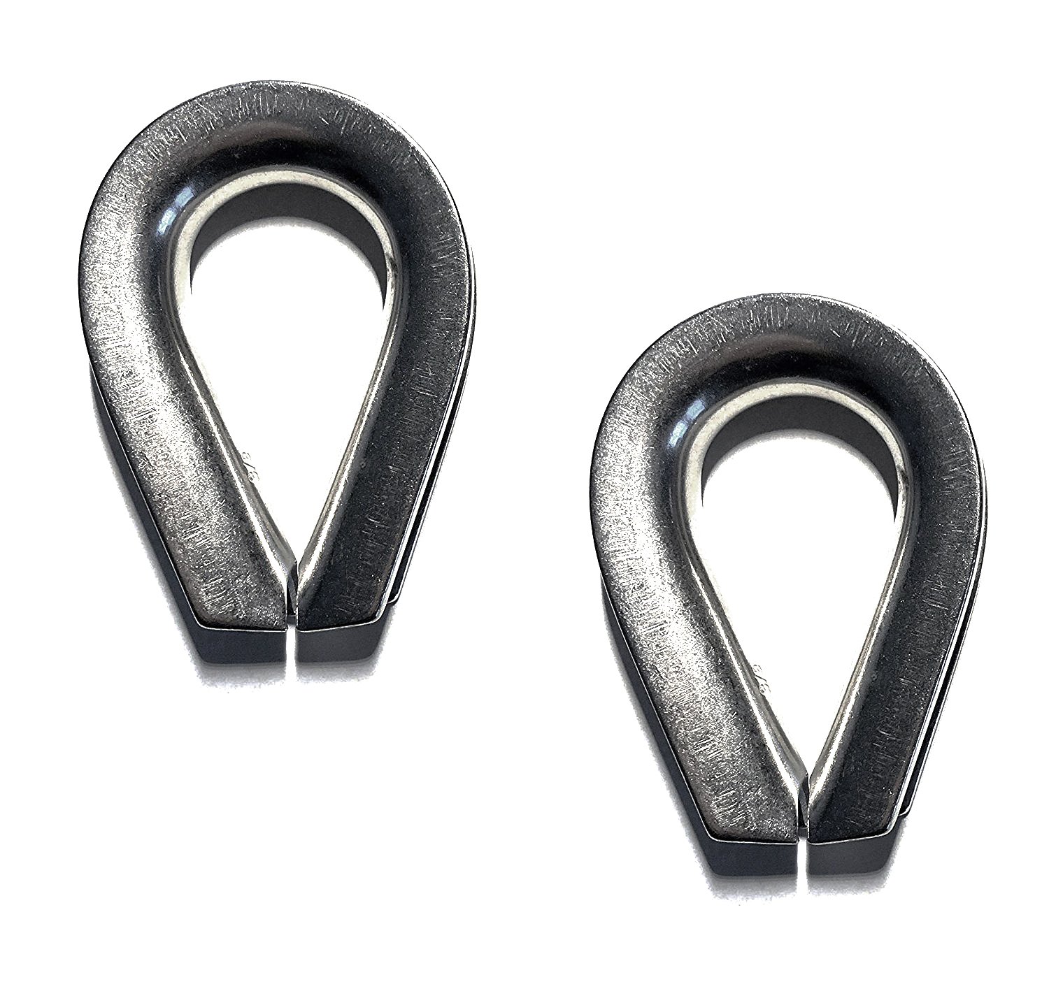 2 Pieces Stainless Steel 316 3/8" (10mm) Wire Rope Thimbles Heavy Duty Marine Grade for Rope Size 3/8"
