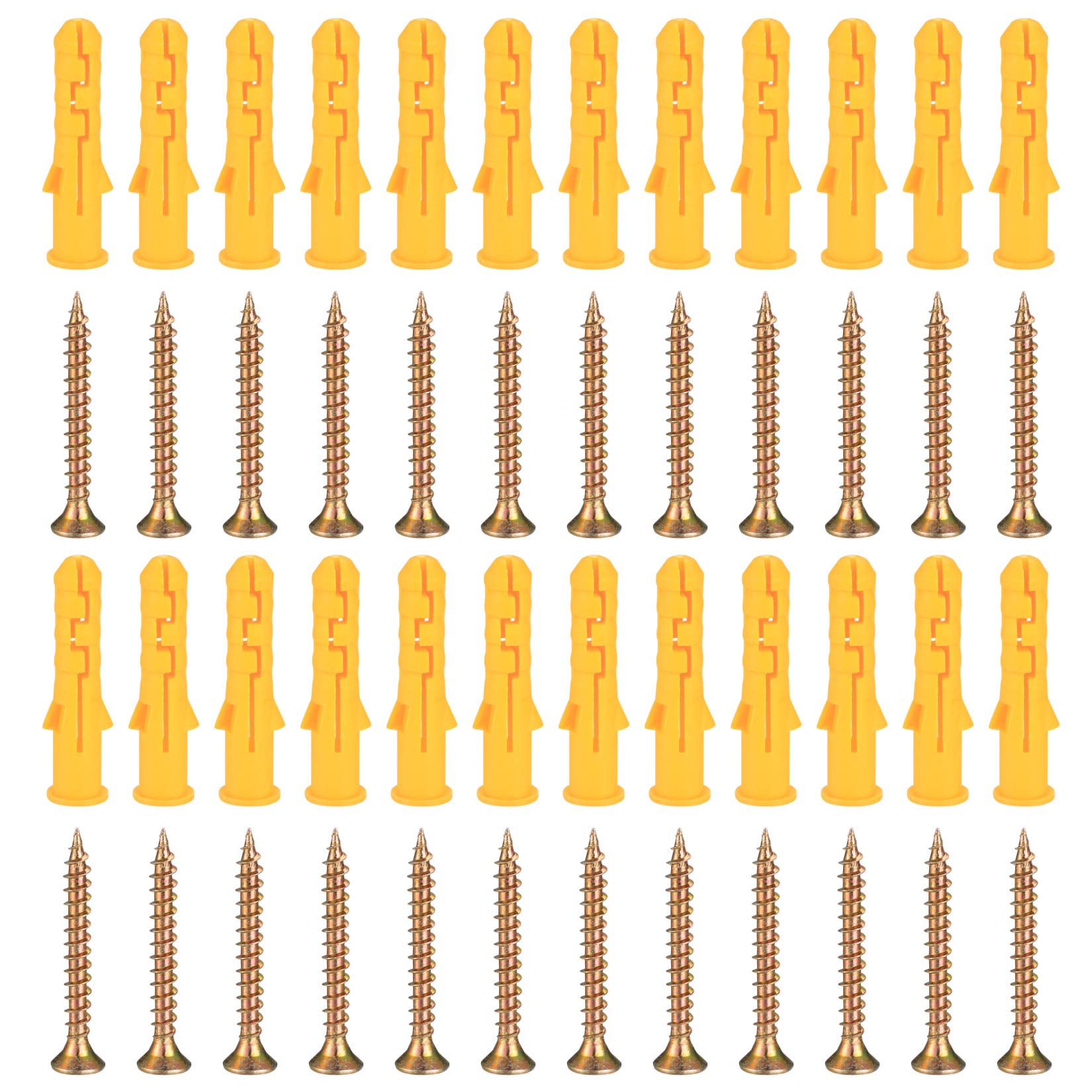 100 Pcs M8 X 40 Masonry Brick Concrete Wall Fixings Screws, Heavy Duty Wood Screws Wall Plugs Kit for Brick, Concrete, Drywall