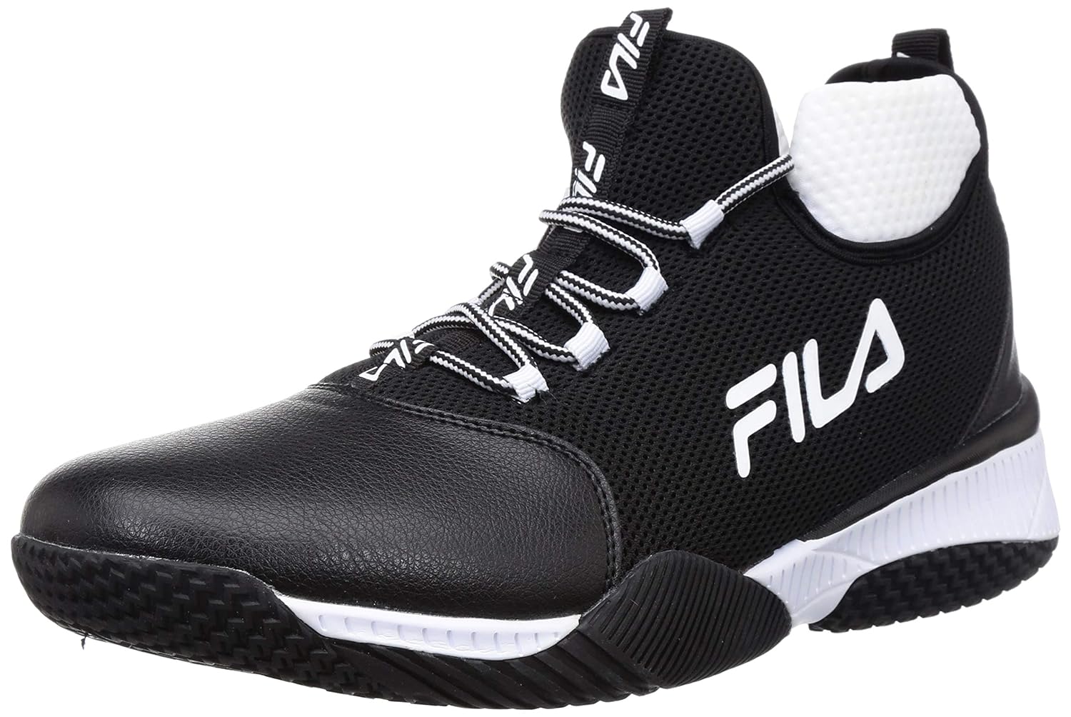 Buy Fila Men�s Wing Mid Blk/Wht Basketball Shoes8 UK (42 Buy Fila Men�s Wing Mid Blk/Wht Basketball Shoes8 UK (42