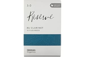 D'Addario Organic Reserve Bb Clarinet Reeds - Reeds for Clarinet - Individually Sealed - 3.0 Strength, 10 Pack