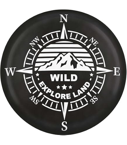 Compass Mountain Trailer Tire Cover - Universal Weatherproof RV Spare Tire Protection 12-17 Inch