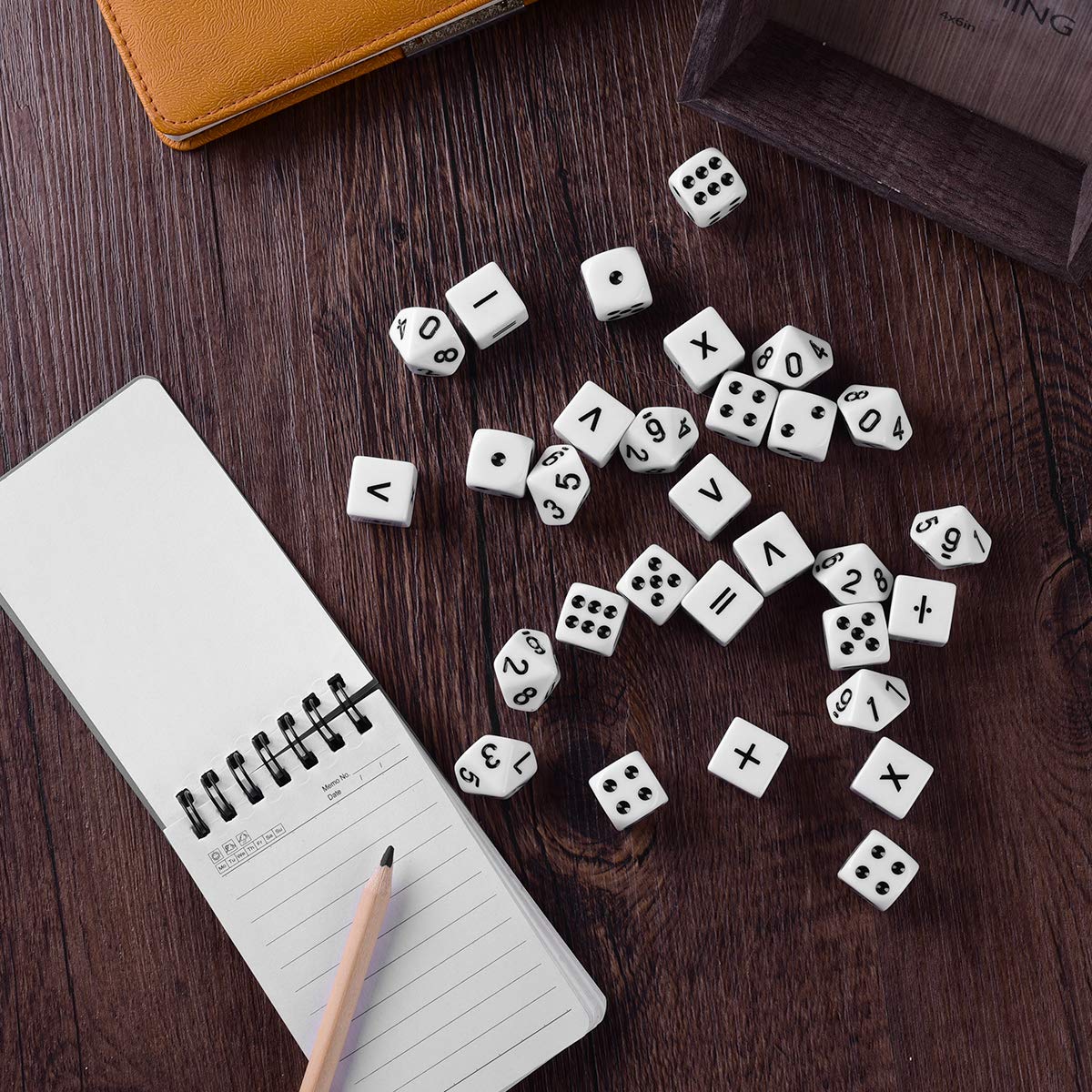 Teaching Dice 16mm Math Game Set for Kids 8-12: Acrylic Material (10 Piece Math Operation + Number + Dot Dice)