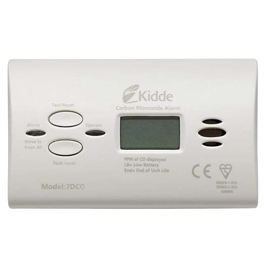title=Kidde, Rilevatore di CO con display, Bianco- 7DCOC