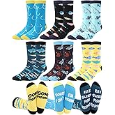 Eurzom 6 Pairs Novelty Fishing Socks for Men Funny Fish Theme Crew Socks Birthday Valentine Gifts for Fisherman Fishing Lover