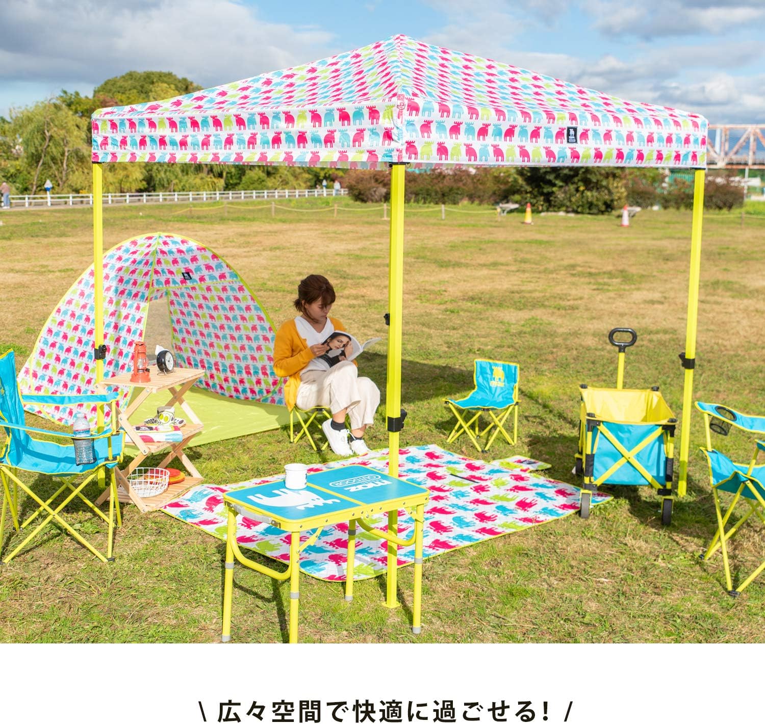 Amazon Co Jp Moz モズ スタンダードタープ0 ピンク グリーン ヘラジカ柄 約幅0 奥行0 高さ238cm ホーム キッチン