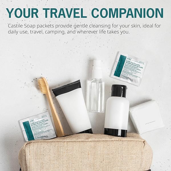 PDI CASTILE SOAP TOWELETTES, FACE AND HAND CLEANSING, 100 INDIVIDUALLY WRAPPED WIPES PER BOX