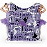 RKAOZJI Dance Blanket for Girls & Women, Flannel Throw for Ballerina Dancers, Ballet Dance Lover Gift Idea (Purple, 50"x60")