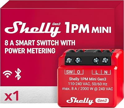 Shelly 1PM Mini Gen3 WiFi Smart Switch Relay 1 Channel 8A Power Monitoring