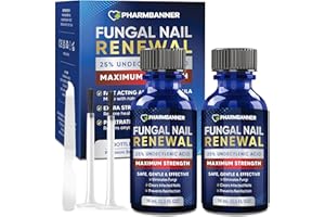 PHARMBANNER Toenail Fungus Treatment Extra Strength: 25% Undecylenic Acid Toe & Fingernail Fungus Renewal – Nail Fungus Treatment Kit with Brush & File – For Ingrown Nails & Discoloration