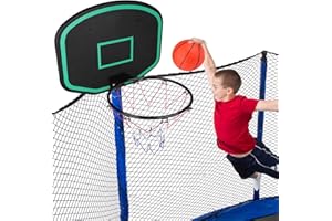 PULAIM Trampoline Basketball Hoop Attachment, Fit Straight Pole Only, for 8FT 10FT 12FT 14FT 15FT Trampoline, with Pump and 2 Mini Basketball, Strong and Sturdy, Easy to Install, for Indoor and Outdoor Use