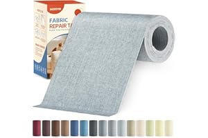 SGOOYIR Linen Fabric Repair Tape Kit, 4" x 80" Self-Adhesive Couch Patch Repair Fabric Patches for Furniture, Clothes, Upholstery, Carpets, Chairs, Sofas, Pillows Light Grey