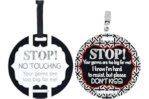 Three Little Tots Two Pack - No Kissing and Black and White Gender Neutral No Touching Baby Car Seat and Stroller Signs - CPSIA Safety Tested