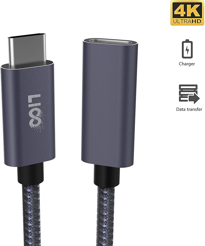 USB C Extension Cable, Liootech Extender Cord Fast Charger