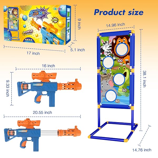 KKONES SHOOTING GAME TOY FOR BOYS – 2 PLAYER TOY FOAM BLASTER AIR GUNS, 24 FOAM BULLET BALLS POPPER & STANDING SHOOTING TARGET, BIRTHDAY GIFTS FOR AGE 3 4 5 6 7 8 9 10-12 YEARS OLD KIDS, GIRLS