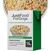JustFoodForDogs Pantry Fresh Wet Dog Food, Complete Meal or Topper, Chicken & White Rice Human Grade Recipe - 12.5 oz (Pack of 6)