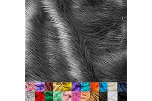Ice Fabrics Faux Fur Fabric by The Yard - 60 Inches Wide Super Soft and Fluffy Shaggy Mohair Fur Fabric for Costumes, Apparel, Rugs, Pillows, Decorations and More - Charcoal - One Yard