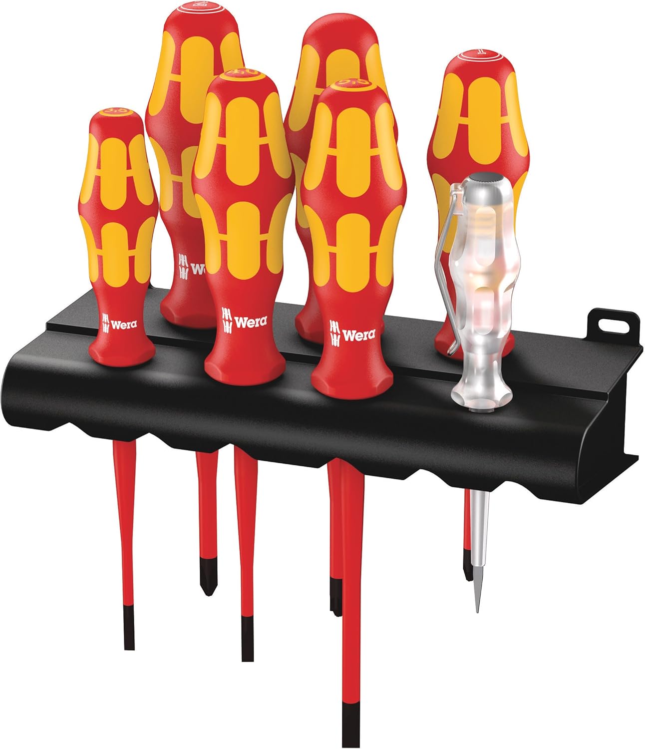 Wera 6480 Kraftform Plus VDE Slimline Screwdriver Set, Red, 7 Pieces, 160 i/7 Rack