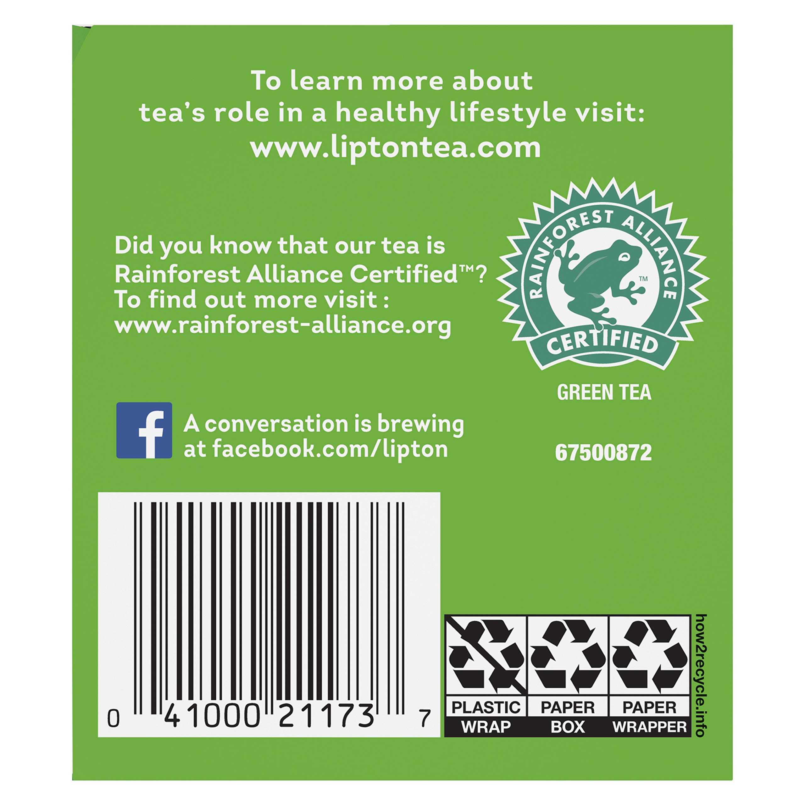 Lipton Green Tea, Decaffeinated Honey Lemon Chamomile, 20 Ct (Pack Of 6