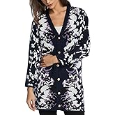 Kedera Women's Oversized Cardigan Sweaters Floral Print V Neck Heavyweight Bracelet Sleeve Cardigans Button Sweater Coat
