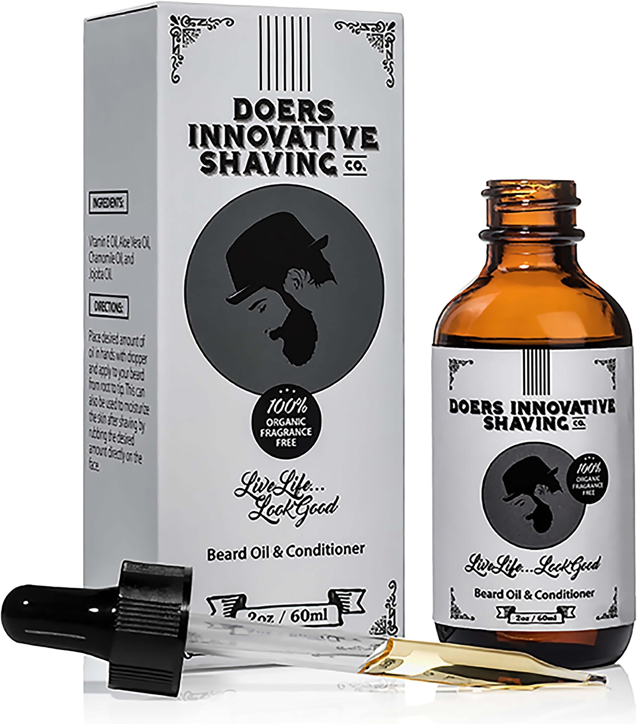 Men's Beard & Mustache Oil & Leave in Conditioner - Natural - Vitamin E - Jojoba Oil Formula - Beard Softener & Moisturizer - Beard Growth - Itching Relief - Strengthening - Maintenance & Beard Care