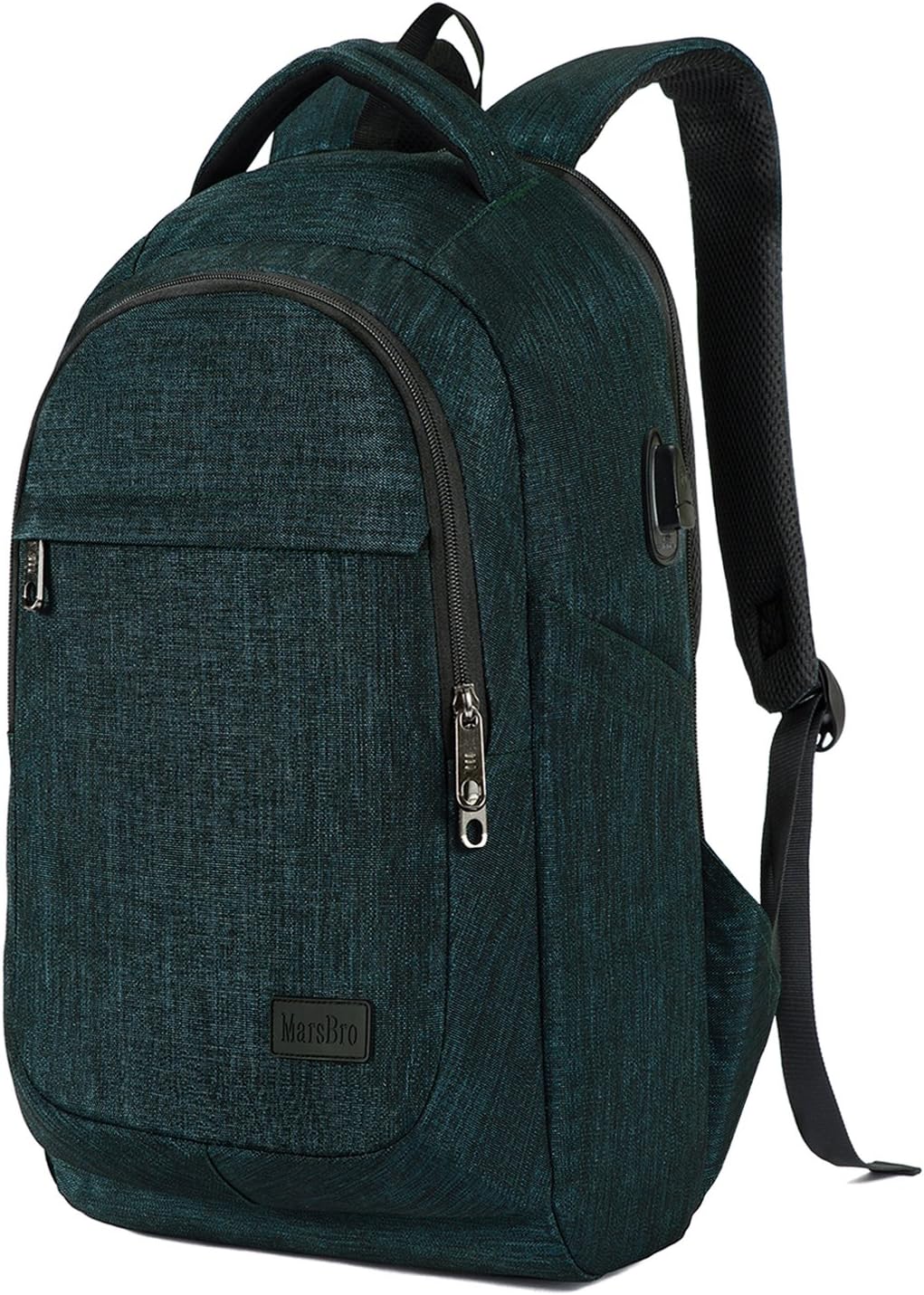 MarsBro Laptop Backpack, Business Travel Gear with USB Charging Port College Water Resistant Anti Theft 15.6 Inch Bag Malachite Green