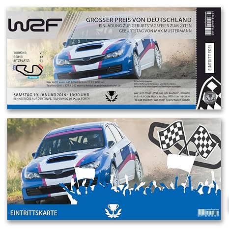 Biglietti D Invito Compleanno Auto Rennfahrer Rally Auto Da
