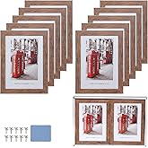 5x7 Picture Frames Set of 10, Wooden Picture Frame Set with Display Box, Rustic Style Antique Brown Wood Grain Photo Frame Suitable For Desktop Display and Wall Decoration.