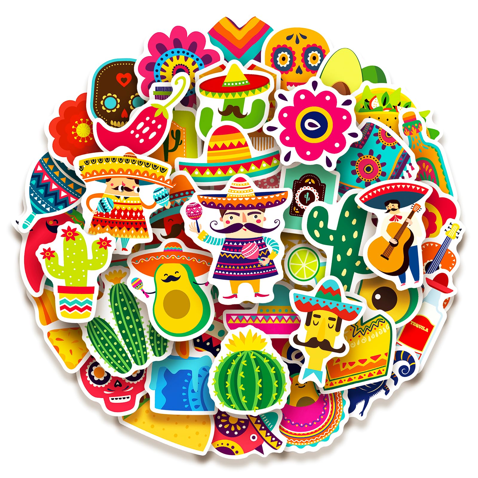 Photo 1 of 100 Pack Mexican Fiesta Stickers, Mexican Taco Cinco De Mayo Party Favors, Party Decorations