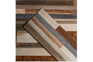 GreenFullHouse Vinyl Flooring Laminate Flooring Planks with Multi Colour Wooden Grain Effect 2.0mm Thick 36 Planks Waterproof for Office Kitchen Basements Dining Room (54Sq.Ft,Multi-Colour)