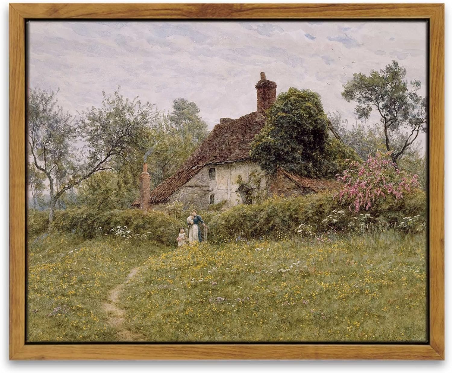 Wall Décor - InSimSea Framed Vintage Wall Art Room Decor Classical Landscape Watercolour Painting Canvas Prints Rustic Wall Decor Living Room Badroom Farmhouse Bathroom Decor 8x10in