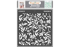 CrafTreat Flourish Stencils for Painting on Wood, Canvas, Paper, Fabric, Floor, Wall and Tile - Flourish Background - 6x6 Inches - Reusable DIY Art and Craft Stencils for Painting Flowers and Leaves