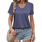 GKBK Womens Short Sleeve T Shirts V Neck Tops Summer Trendy Comfy Casual Basic Tee Shirt