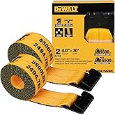 DEWALT DXBC90089 Black/Yellow 4" x 30' Winch Straps - 5,500 lb Safe Working Load / 16,500 lb Break Strength, 2 Pack