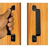 QUALIALL Barn Door Handles, Black, 7.4 inch, 2 Packs